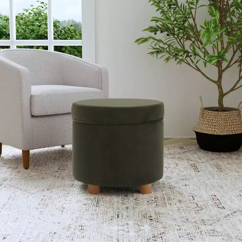 Round Storage Ottoman - Homepop