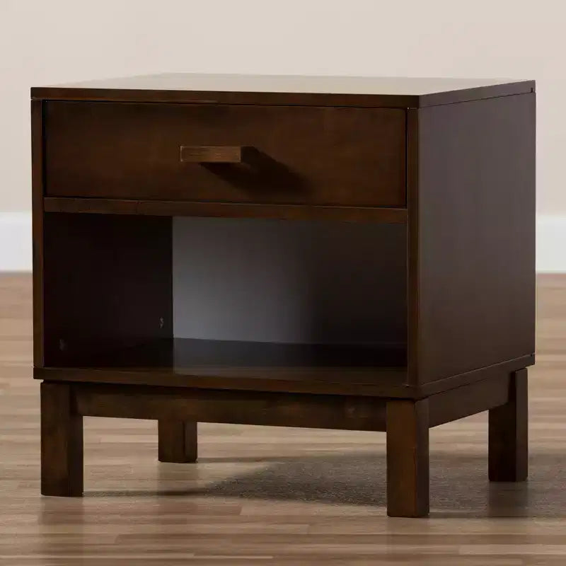 Deirdre Modern and Contemporary Wood 1 Drawer Nightstand - Baxton Studio