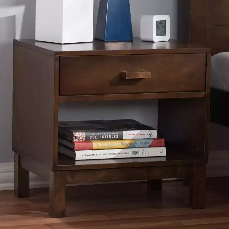 Deirdre Modern and Contemporary Wood 1 Drawer Nightstand - Baxton Studio