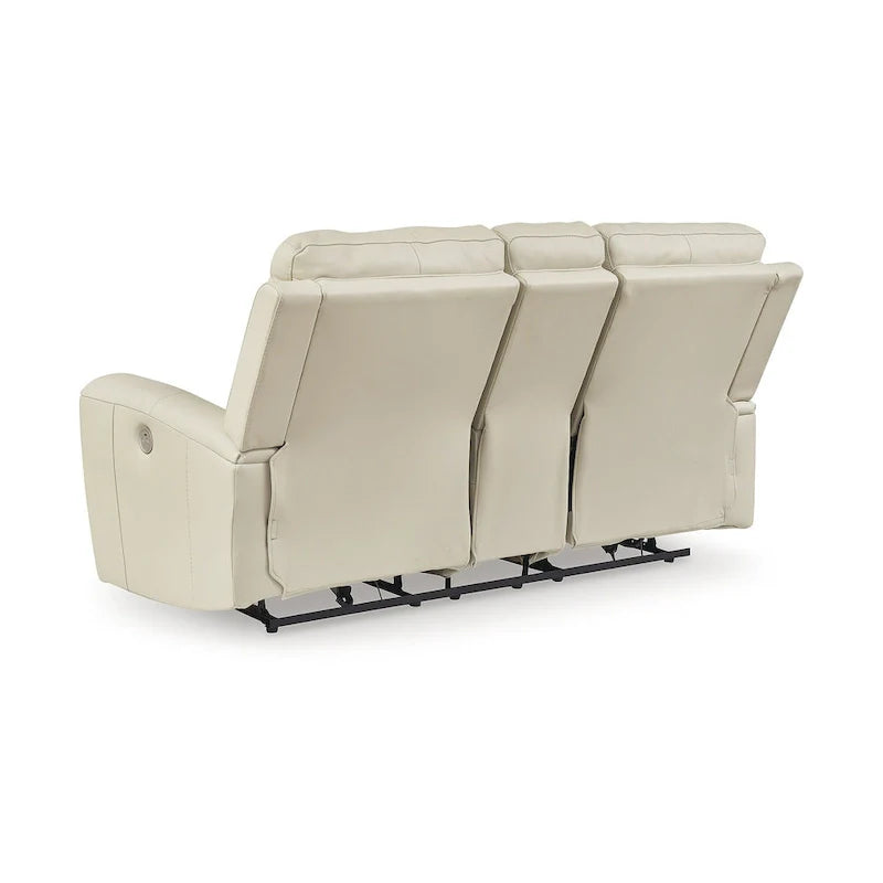 Signature Design by Ashley Dahlmoore Beige Power Reclining Loveseat with Console - 76 W x 42 D x 40 H