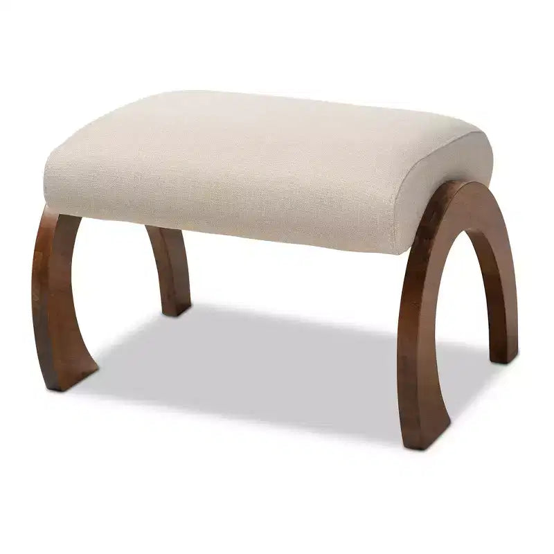 Sandrine Walnut Finished Wood Ottoman - Baxton Studio