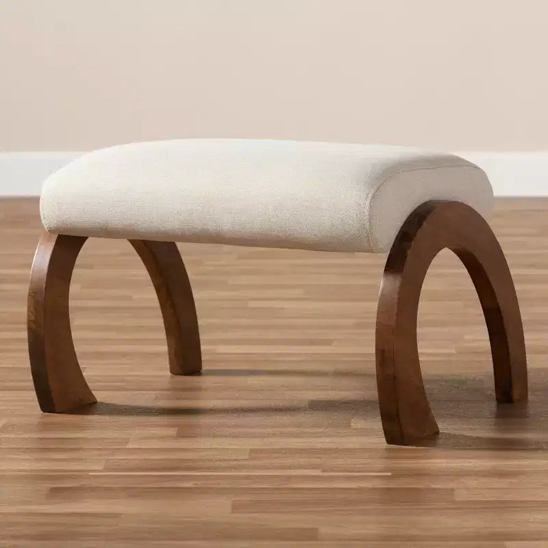 Sandrine Walnut Finished Wood Ottoman - Baxton Studio