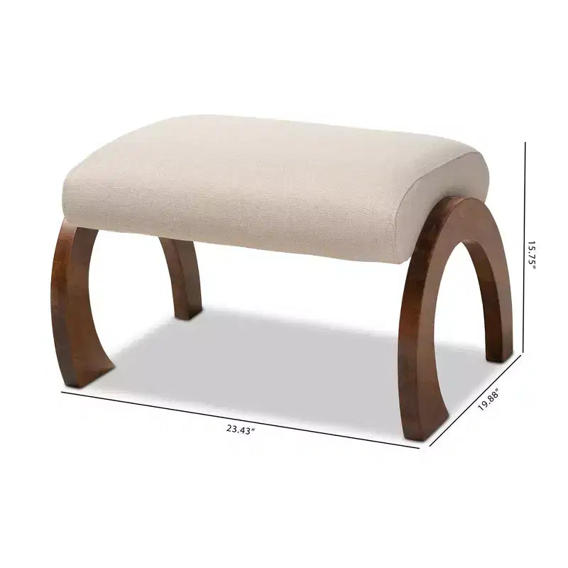 Sandrine Walnut Finished Wood Ottoman - Baxton Studio