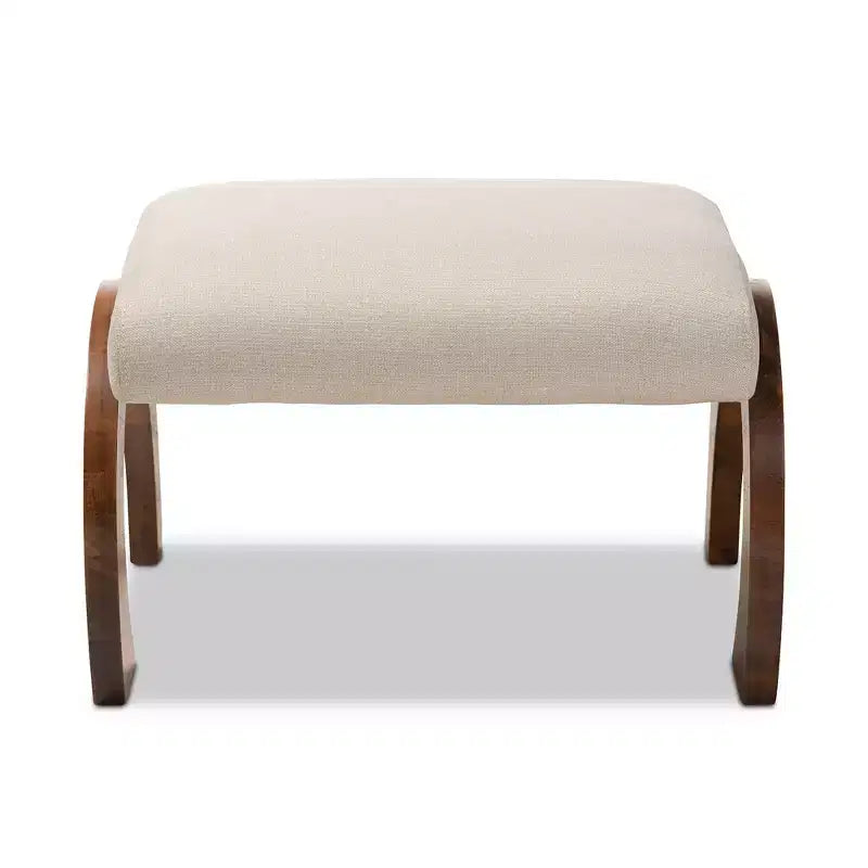 Sandrine Walnut Finished Wood Ottoman - Baxton Studio