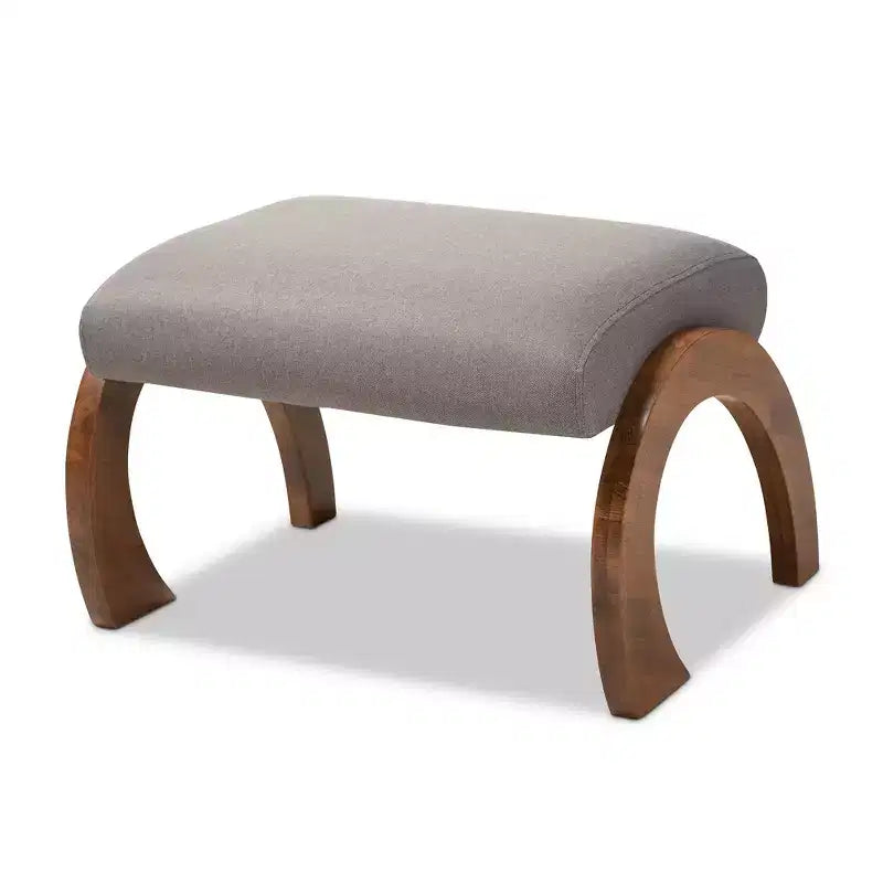 Sandrine Walnut Finished Wood Ottoman - Baxton Studio