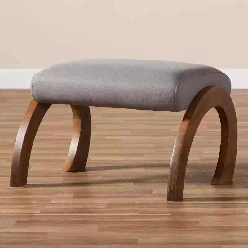 Sandrine Walnut Finished Wood Ottoman - Baxton Studio