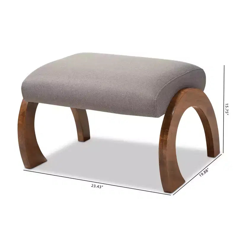 Sandrine Walnut Finished Wood Ottoman - Baxton Studio