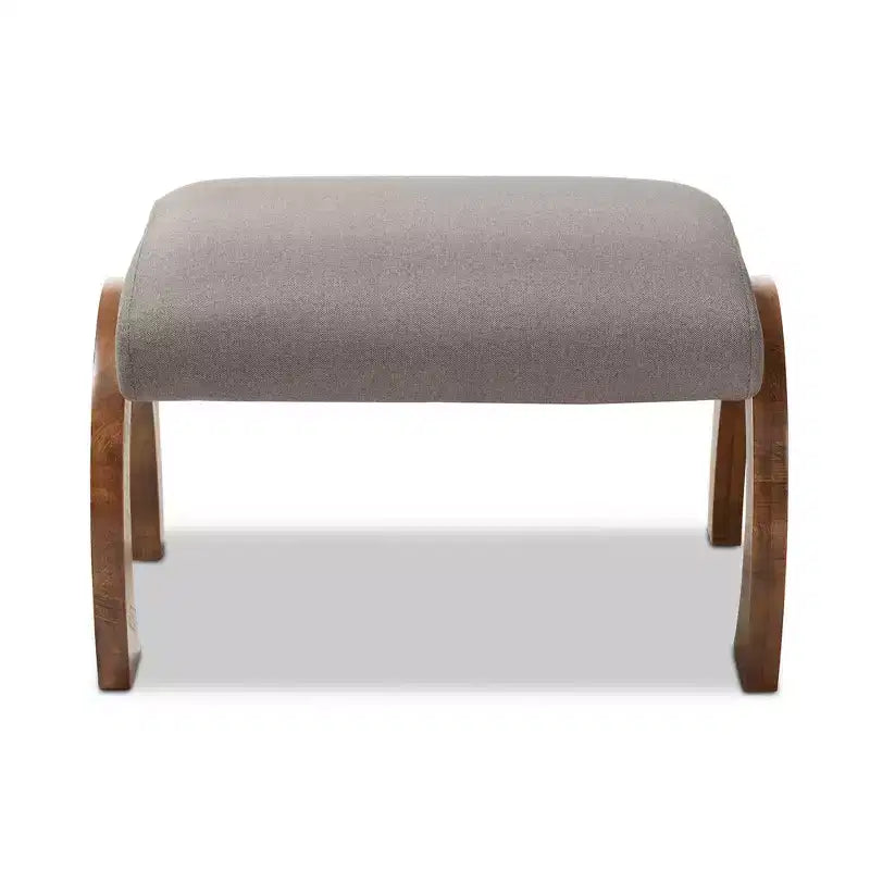 Sandrine Walnut Finished Wood Ottoman - Baxton Studio
