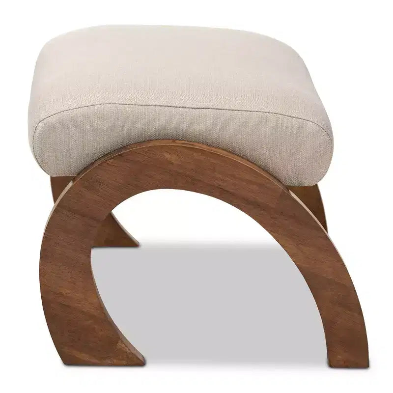 Sandrine Walnut Finished Wood Ottoman - Baxton Studio