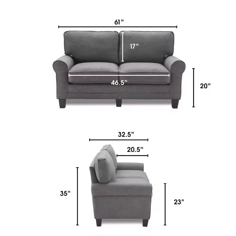 Causeuse Copenhagen de 61 pouces - Tissu polyester, assemblage sans outils