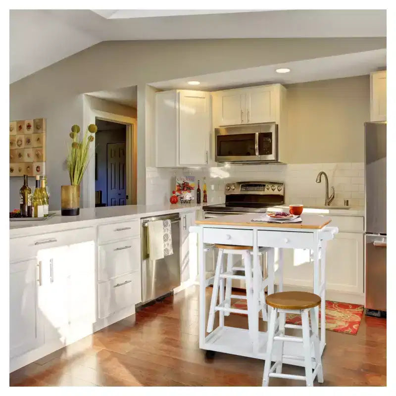 Breakfast Cart with Drop Leaf Table & Stool Set - Flora Home