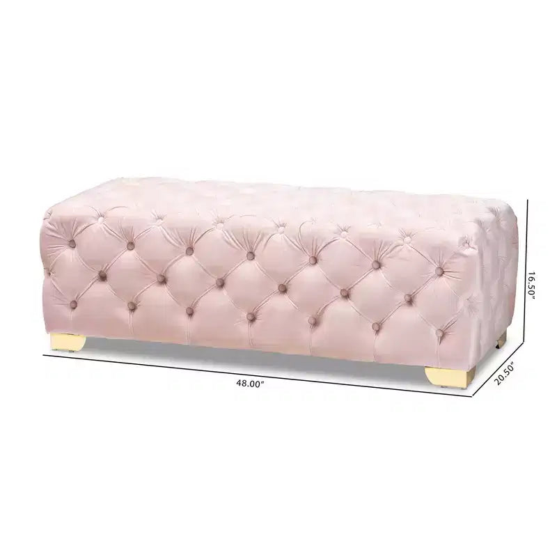 Avara Velvet Button Tufted Bench Ottoman - Baxton Studio