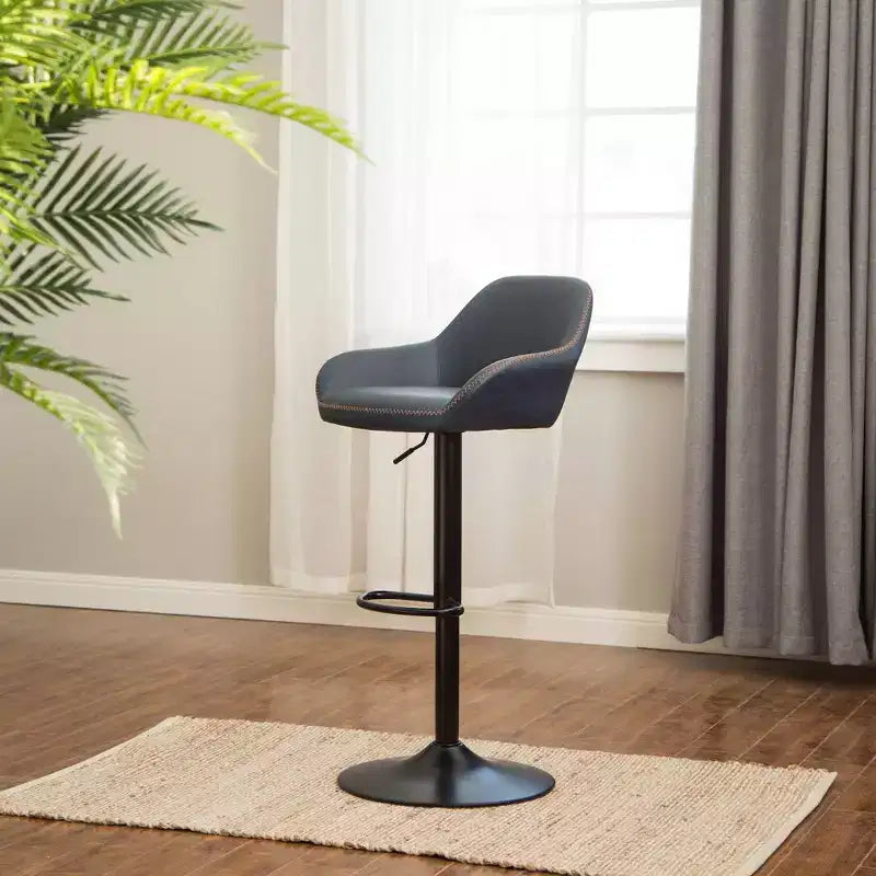 Lot de 2 tabourets de bar pivotants réglables en similicuir style Mid-Century Modern avec vérin à gaz - Glitzhome