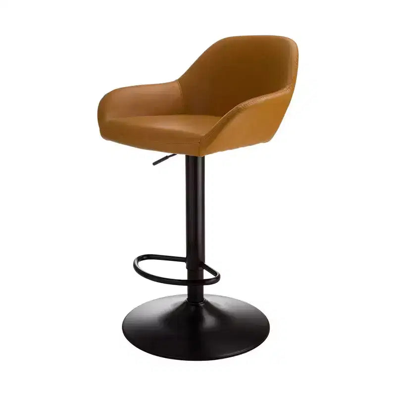 Lot de 2 tabourets de bar pivotants réglables en similicuir style Mid-Century Modern avec vérin à gaz - Glitzhome