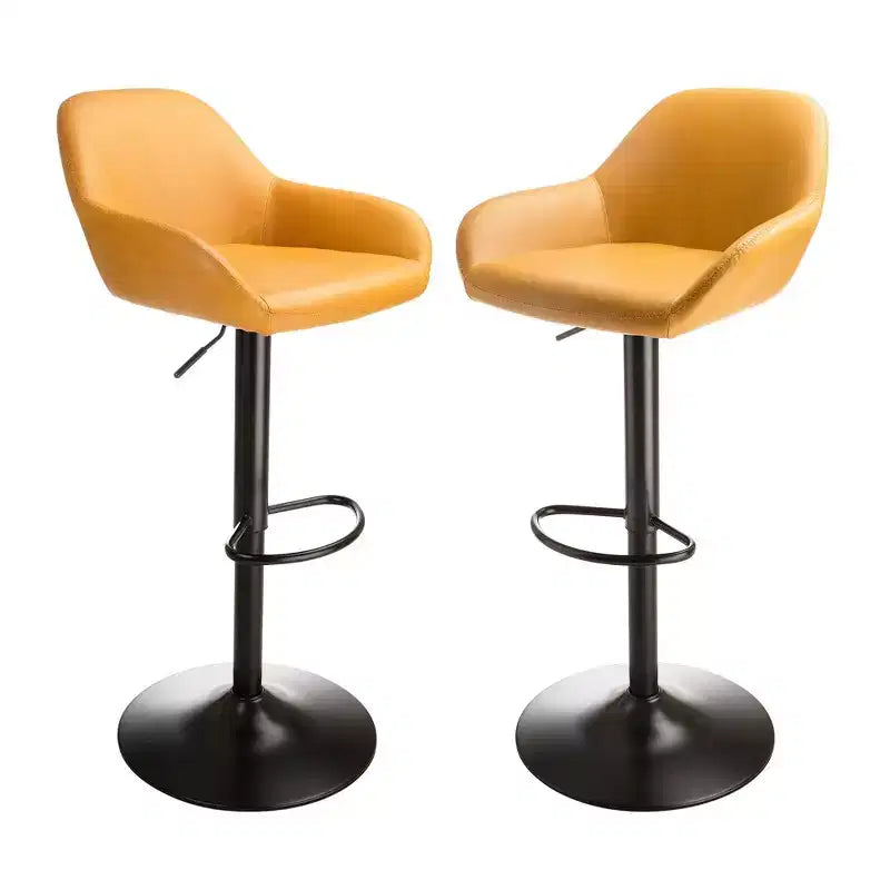 Lot de 2 tabourets de bar pivotants réglables en similicuir style Mid-Century Modern avec vérin à gaz - Glitzhome