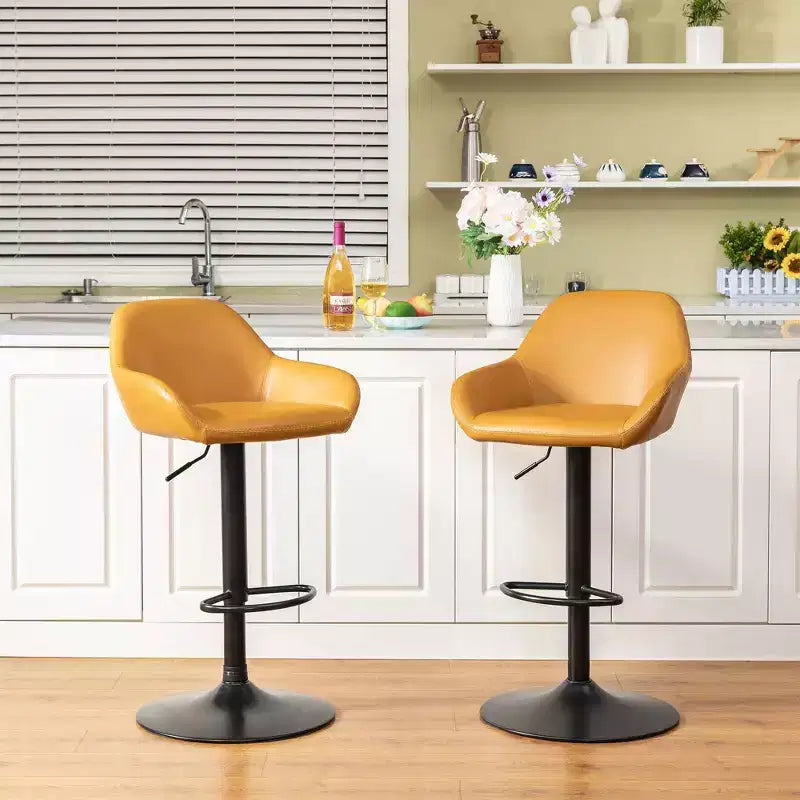 Lot de 2 tabourets de bar pivotants réglables en similicuir style Mid-Century Modern avec vérin à gaz - Glitzhome