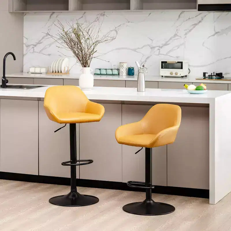 Lot de 2 tabourets de bar pivotants réglables en similicuir style Mid-Century Modern avec vérin à gaz - Glitzhome