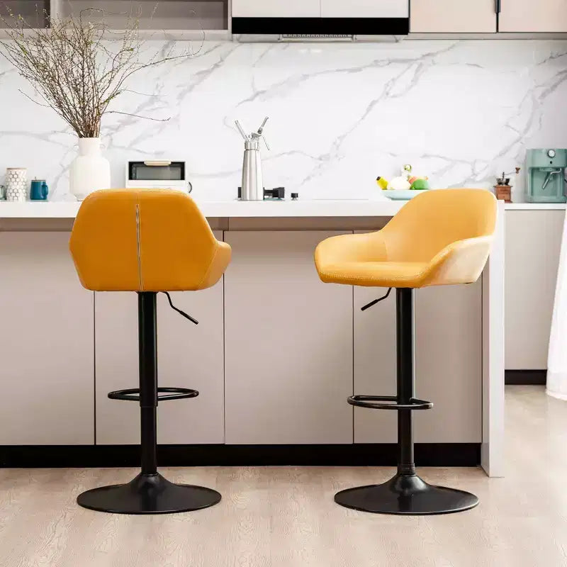 Lot de 2 tabourets de bar pivotants réglables en similicuir style Mid-Century Modern avec vérin à gaz - Glitzhome