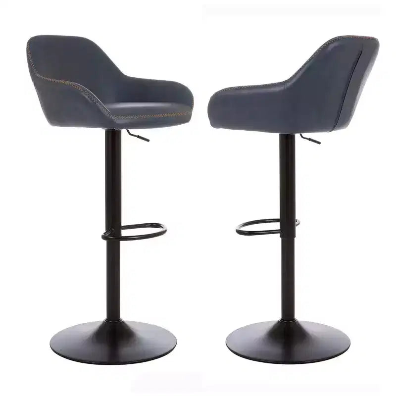 Lot de 2 tabourets de bar pivotants réglables en similicuir style Mid-Century Modern avec vérin à gaz - Glitzhome