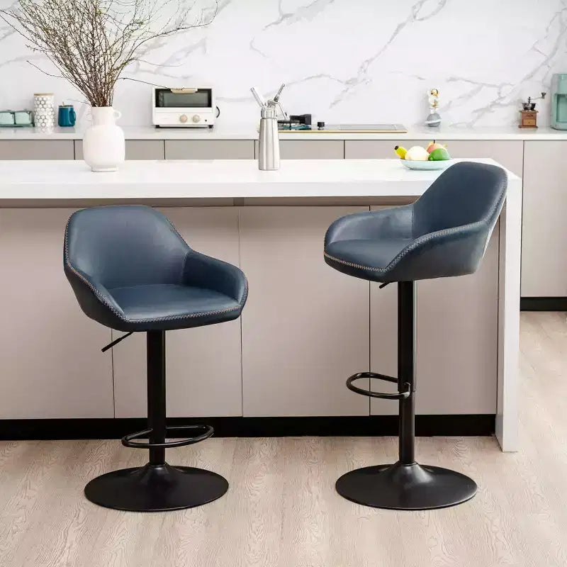 Lot de 2 tabourets de bar pivotants réglables en similicuir style Mid-Century Modern avec vérin à gaz - Glitzhome