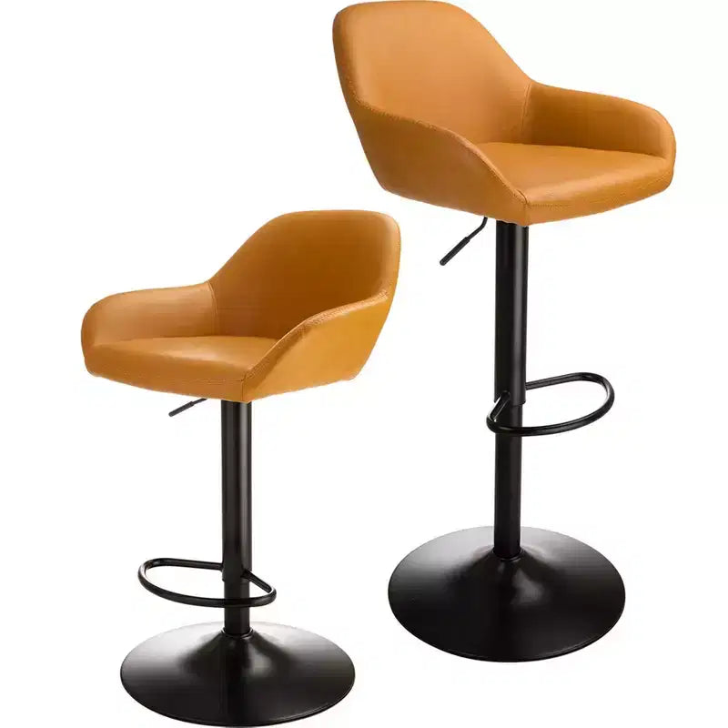 Lot de 2 tabourets de bar pivotants réglables en similicuir style Mid-Century Modern avec vérin à gaz - Glitzhome