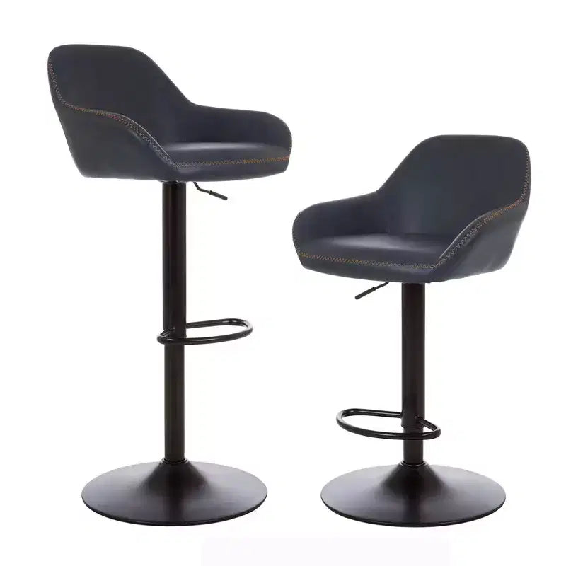 Set of 2 Mid Century Modern Leatherette Gaslift Adjustable Swivel Barstool - Glitzhome