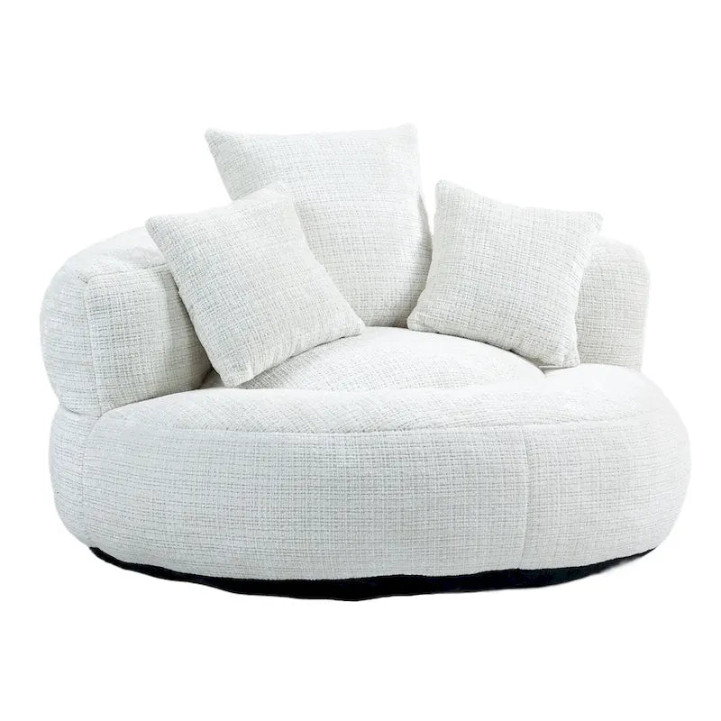 Chenille High Back Lazy Sofa with 3 Pillows and Oversized Bean Bag Chair