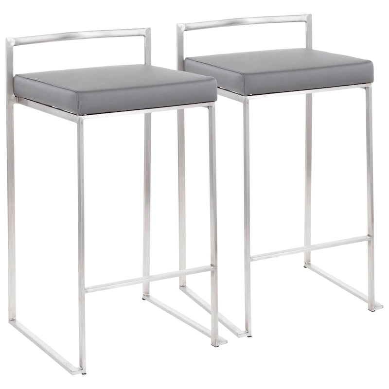 Silver Orchid Forrest Stainless Steel Stackable Fully Welded Counter Stool (Set of 2)