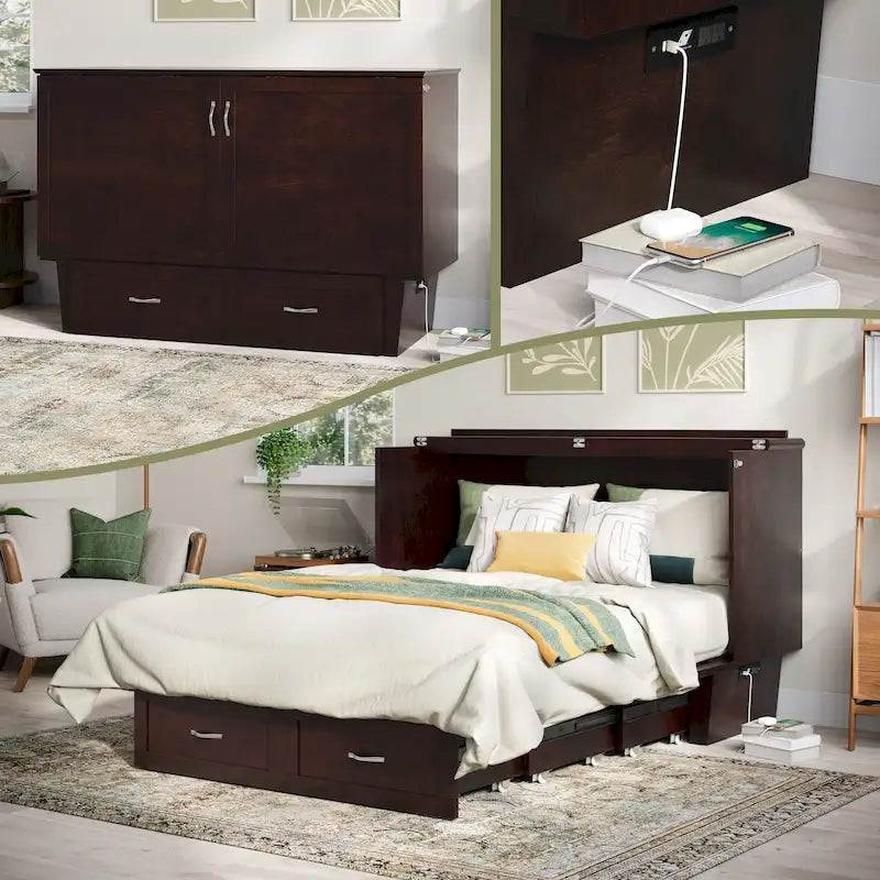 Chelsea Queen Murphy Bed Chest with Mattress