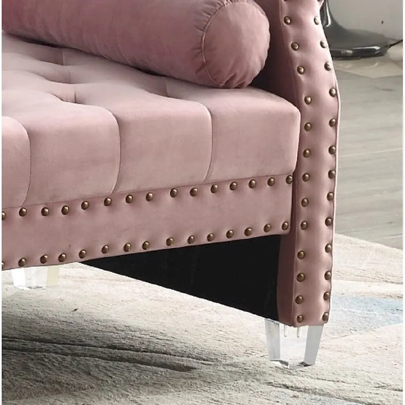 Stefania 71-inch Rolled Arm Oversized Velvet Tufted Upholstered Bench