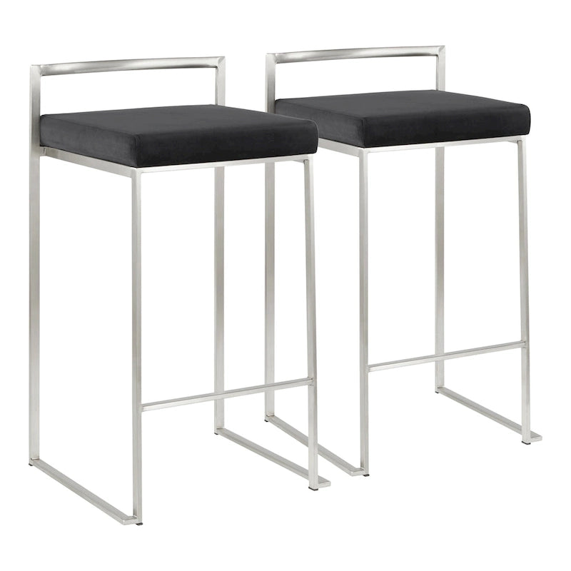 Silver Orchid Forrest Stainless Steel Stackable Fully Welded Counter Stool (Set of 2)