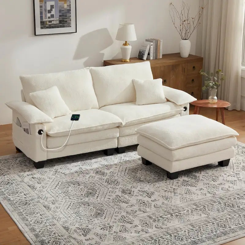 Modular Sectional Sofa, Comfy Cloud Couch Sectional Sofa with Ottoman, Deep Seat Sofa Sleeper for Living Room