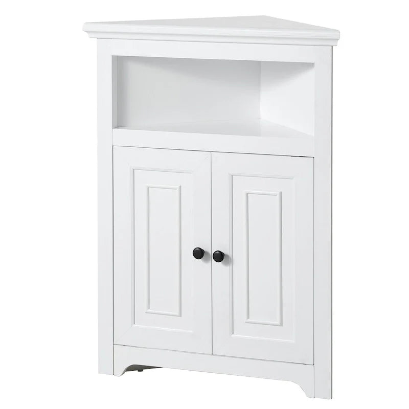 Corner Cabinet 32 with 2 Doors and Adjustable Shelves for Home Storage - 25.4 x 12.8 x 33.3 in