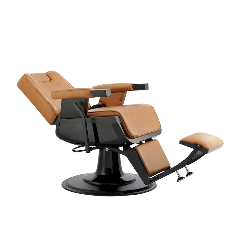 SHERMAN Heavy Duty Barber Chair Reclining Barbershop Styling Chair, Camel