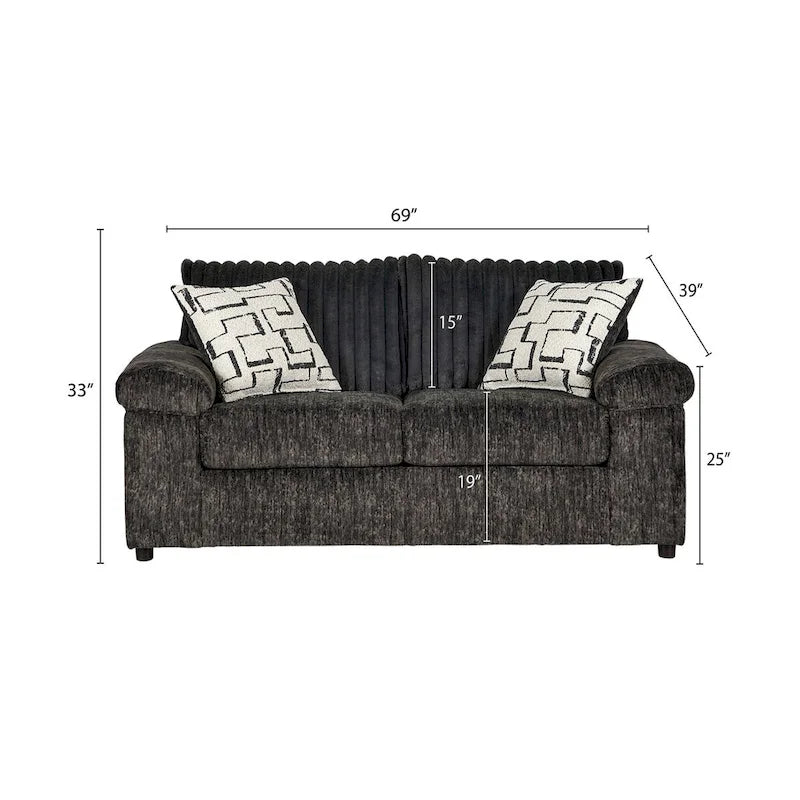 Roundhill Furniture Nason Wide Wale Corduroy Sofa and Loveseat Set