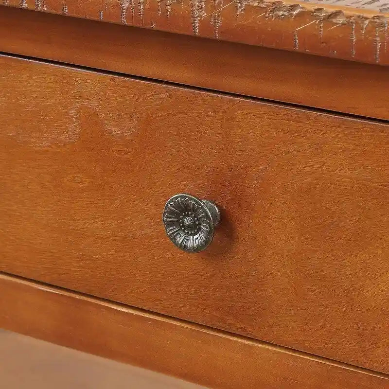 Console en bois avec 3 tiroirs de rangement et 2 étagères
