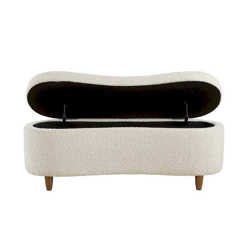 INK+IVY Bailey Taupe Boucle Flip Top Storage Bench
