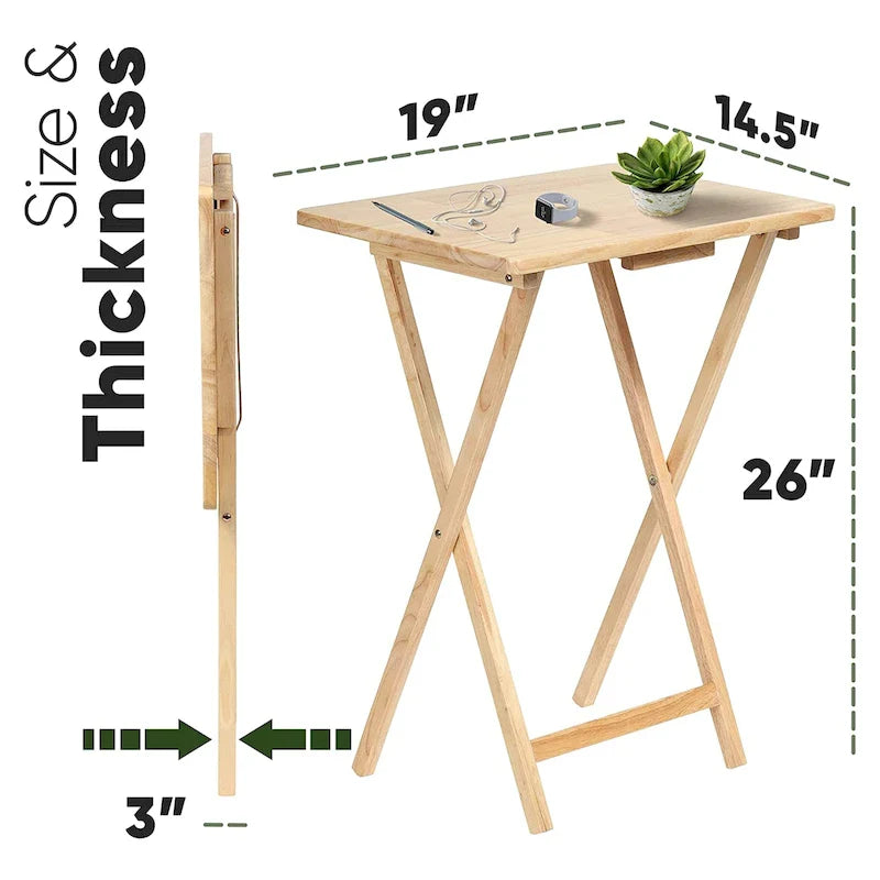 Tables de service pliantes pour télévision PJ Wood avec support de rangement compact, expresso, ensemble de 5 pièces - 36.38