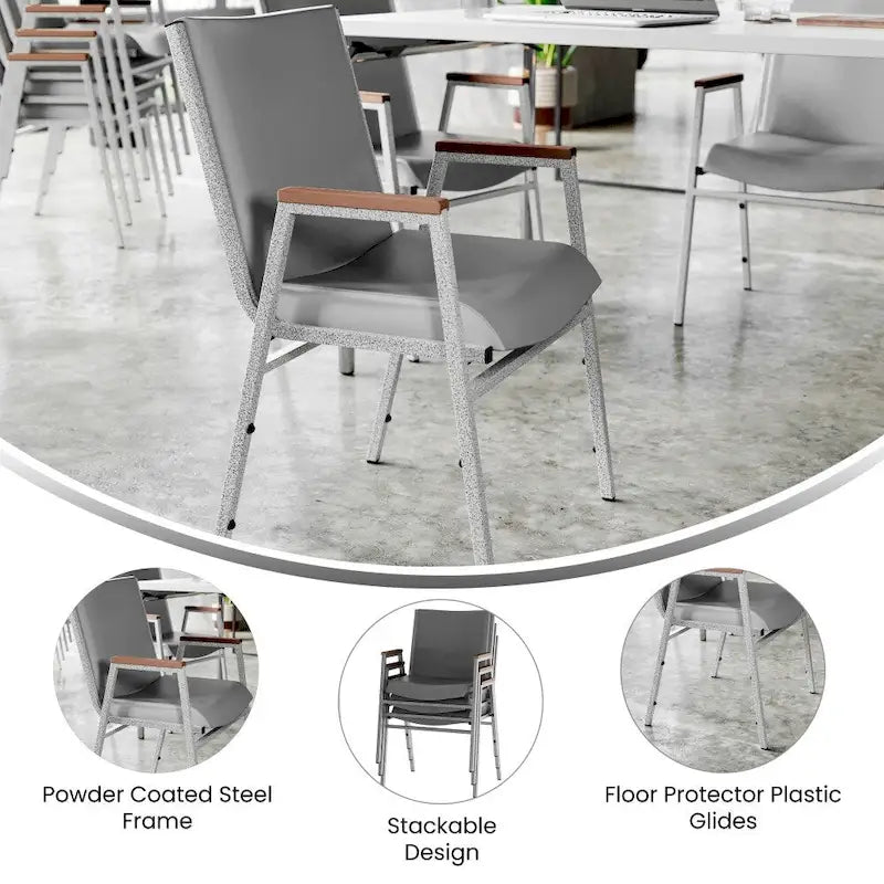 Chaise empilable robuste avec accoudoirs - 21P x 21L x 31H