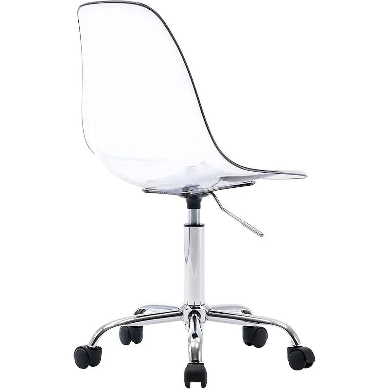 Chaise de bureau à roulettes sans accoudoirs, réglable en hauteur, en acrylique pivotant