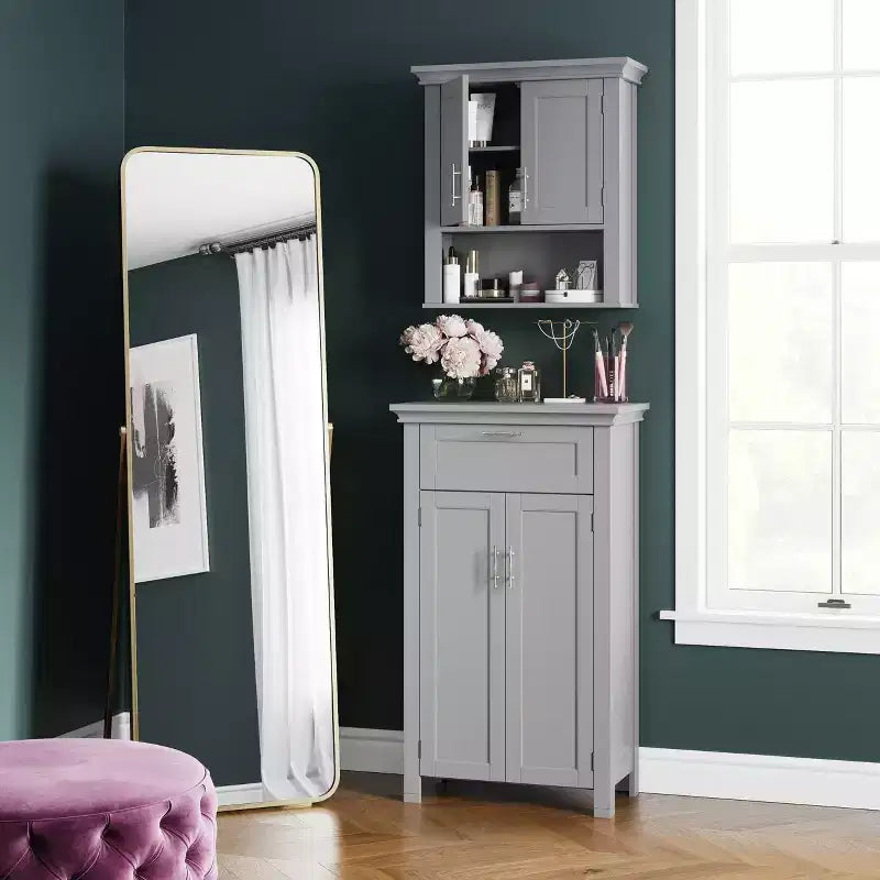 RiverRidge Somerset Two-Door Bathroom and Laundry Storage Cabinet with Drawer and Adjustable Shelf