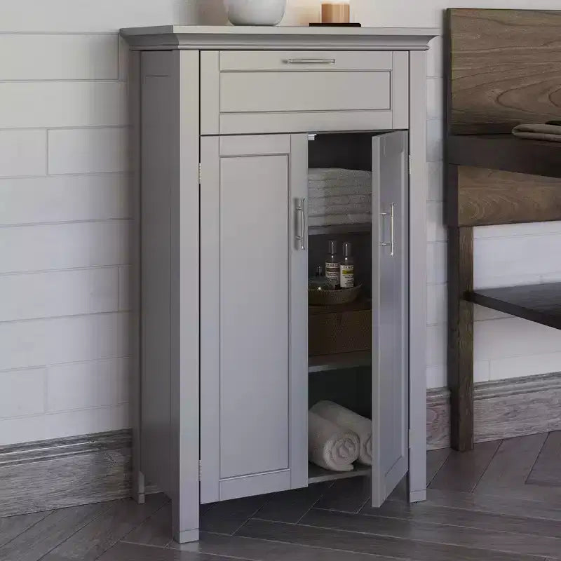 RiverRidge Somerset Two-Door Bathroom and Laundry Storage Cabinet with Drawer and Adjustable Shelf