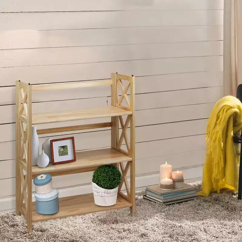 3 Shelf X Design Folding Bookcase - Flora Home