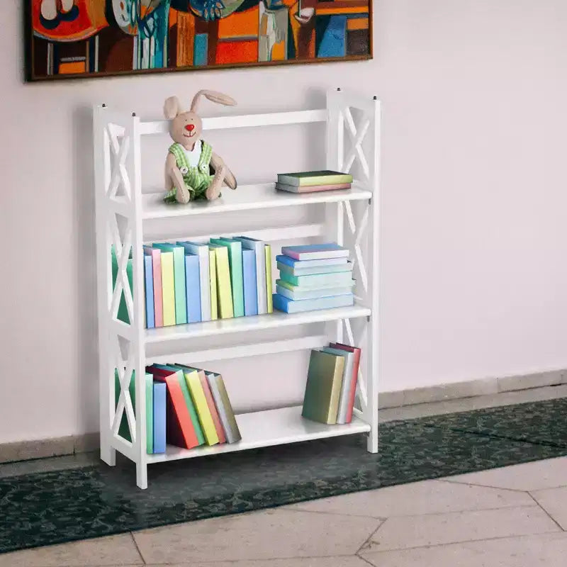 3 Shelf X Design Folding Bookcase - Flora Home