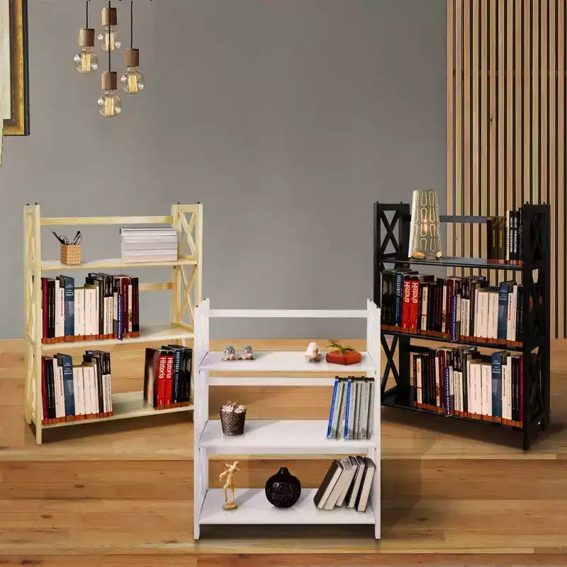 3 Shelf X Design Folding Bookcase - Flora Home