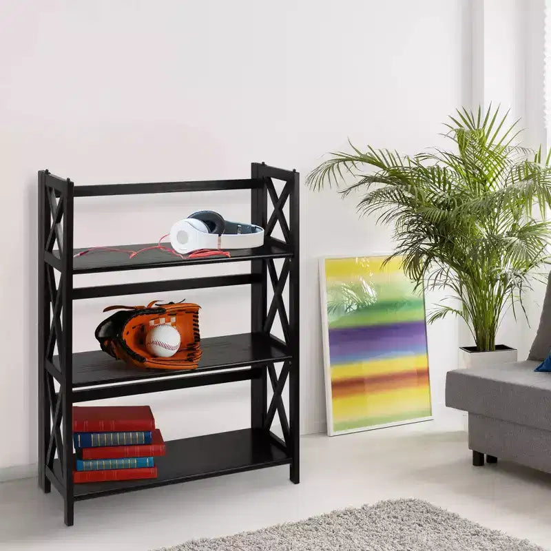 3 Shelf X Design Folding Bookcase - Flora Home