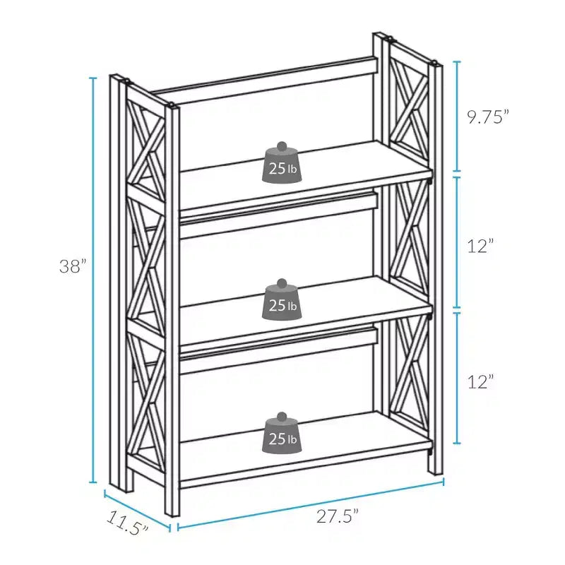 3 Shelf X Design Folding Bookcase - Flora Home