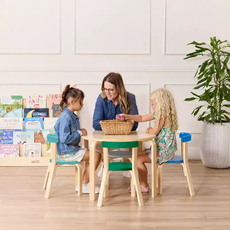 ECR4Kids Bentwood Table and Curved Back Chair Set, Kids Furniture, 5-Piece