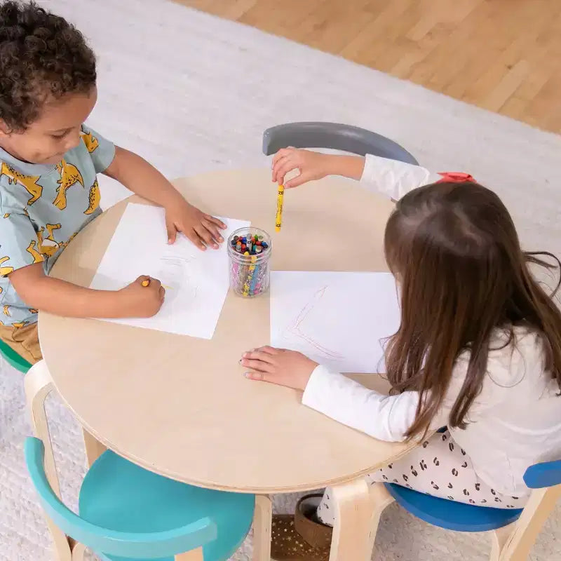 ECR4Kids Bentwood Table and Curved Back Chair Set, Kids Furniture, 5-Piece