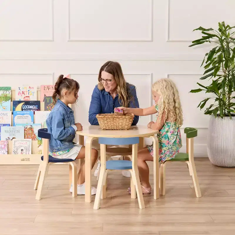 ECR4Kids Bentwood Table and Curved Back Chair Set, Kids Furniture, 5-Piece